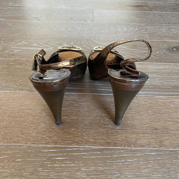 Carlos Santana Croc Print Peep Toe Slingback | 11M - Picture 4 of 6